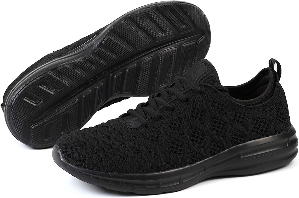 Women Tennis Shoes Lightweight for Ladies Basic Work Gym Jogging Walking Running Athletic Fashion Sneakers Zapatos Tenis Mujer All Black Size 10