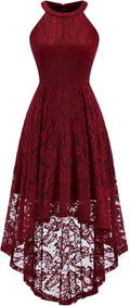 Women Halter Lace Wedding Guest Dress Hi-Lo Cocktail Party Bridesmaid Formal Dresses