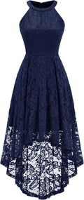 Women Halter Lace Wedding Guest Dress Hi-Lo Cocktail Party Bridesmaid Formal Dresses